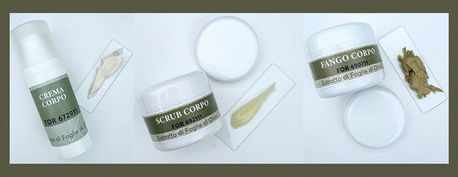 PROTOTIPI DELLA LINEA CORPO realizzati con Estratto di Foglie di Ulivo